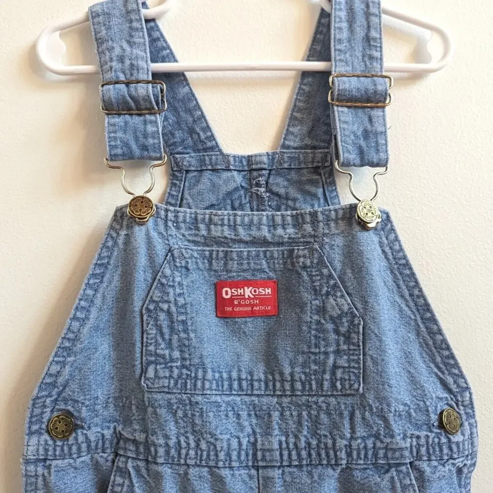 Vtg Oshkosh Bgosh Overalls Boys Sz 4T Denim Farm Classic Staple